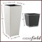 Casafield Set of 2 All-Weather Outdoor Planters with Liners, Tall Tapered Plant Boxes with Flower Pots for Front Porch, Patio, Garden - White